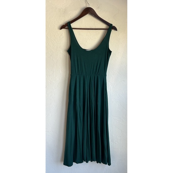 Reformation Jeans Zarina Midi Dress L Dark Green Pockets Quiet Luxury Casual - Picture 8 of 8